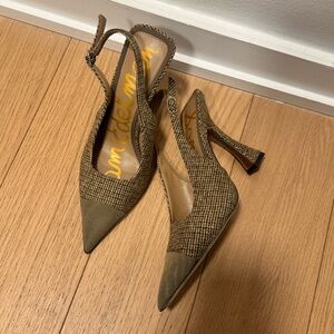 Sam Edelman Women's olive plaid Odette Slingback Heels